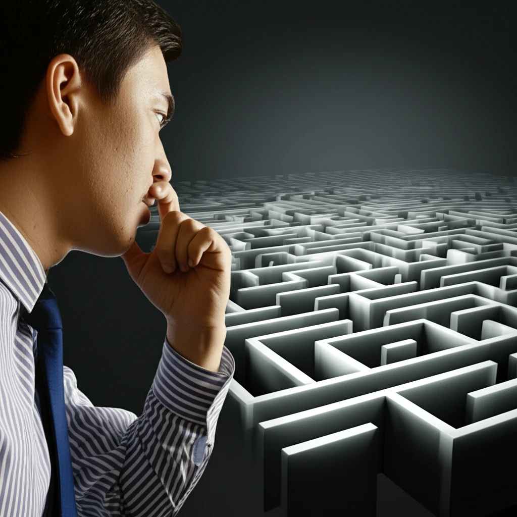 질문하는 사람과 현명한 선택을 상징하는 이미지